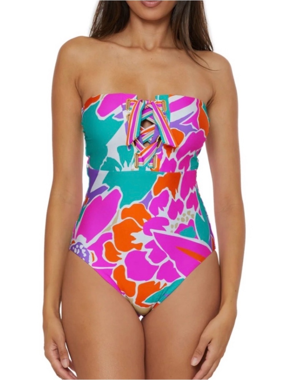 🌸🩵Trina Turk🩵🌸Amalfi Coast Bandeau Sz 10 NWT